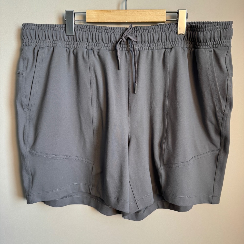 Mondetta Mens Active Performance Shorts Elastic Drawstring Waist Pocket Grey XXL